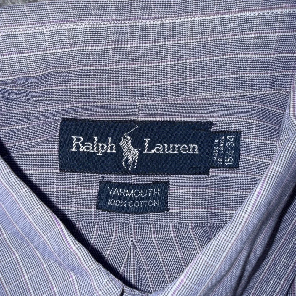 Vintage Polo Ralph Lauren Yarmouth 15.5 34 Blue Red Plaid Button Down
